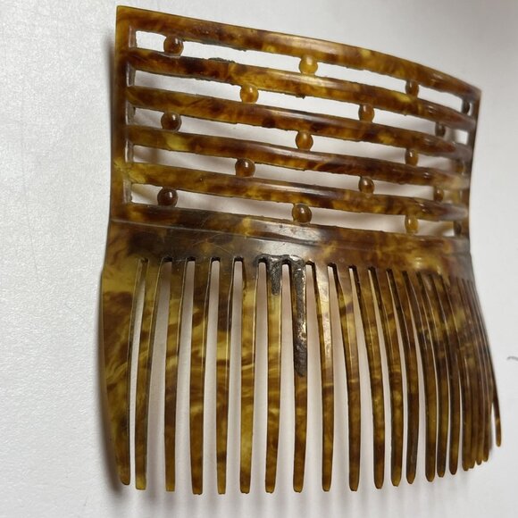 Vintage Art Deco Faux Tortoise Hair Comb Large Geometric main image 4